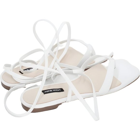 Nine West White Strappy Lace-Up Square Toe Heeled Sandals Women's US 8M - Picture 3 of 6